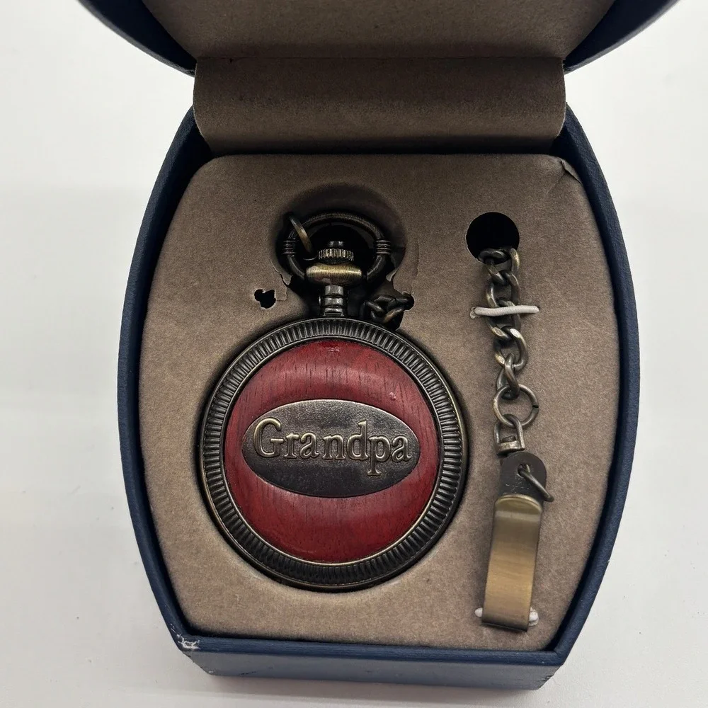 Antique Style Grandpa Pocket Watch with Chain and Presentation Box